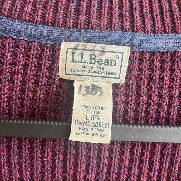 LL Bean Mens Waffle Knit Full Zip Cardigan Maroon Gorpcore Old Money size L - Picture 4 of 16